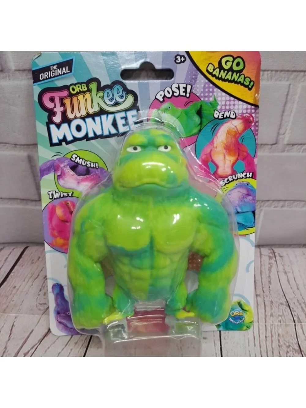 ORB Orginal Funkee Monkee Bendable Novelty Toy‎ Figure Ages 3+ New  Green Fade